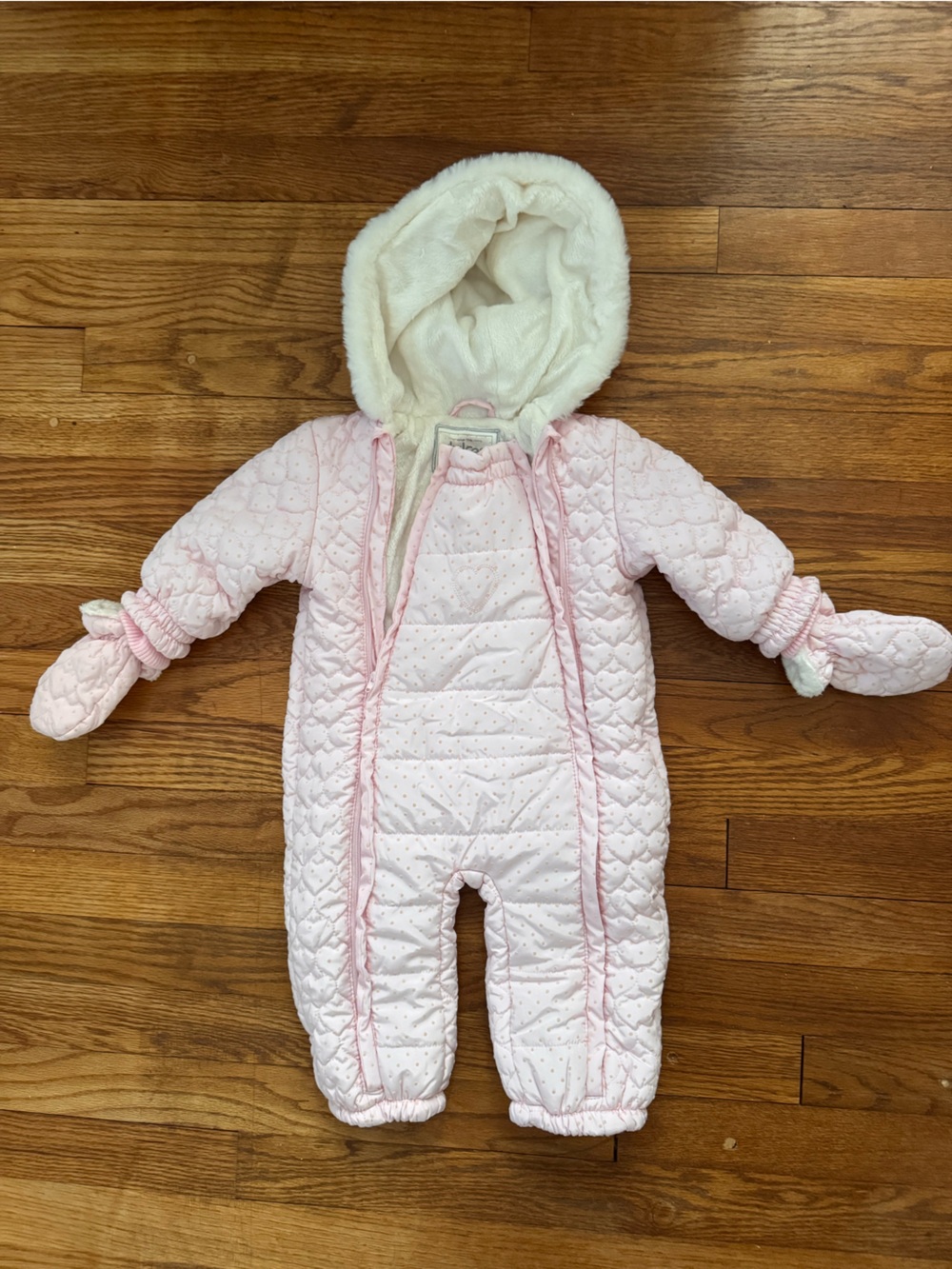 Source Unknown Light Pink Quilted Baby One-Piece Snowsuit with Hood